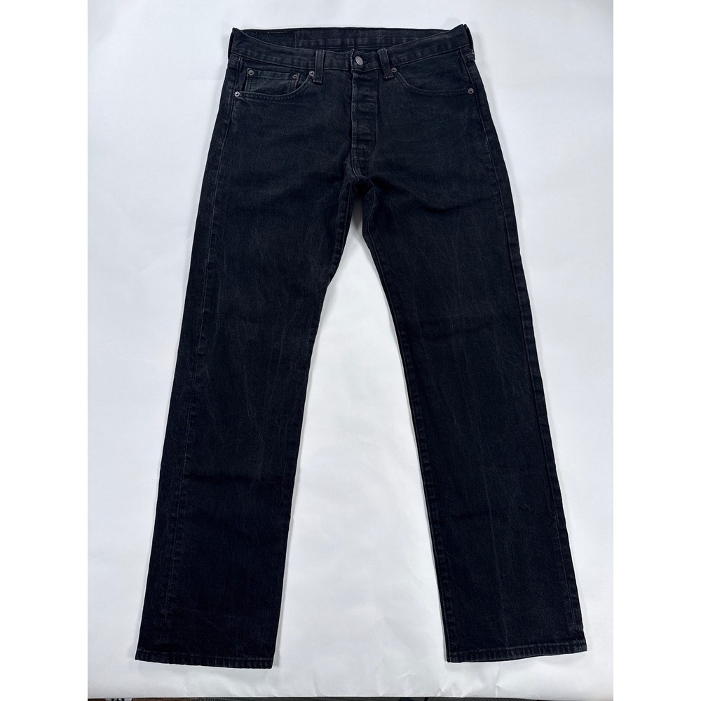 Levis Mens 501 Original Fit Jeans 32x32 Black Button Fly Straight Leg Denim